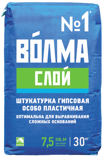 Смесь сухая строительная штукатурная на гипсовом вяжущем "ВОЛМА-Слой", 30 кг белый Смесь сухая строительная штукатурная на гипсовом вяжущем "ВОЛМА-Слой", 30 кг белый